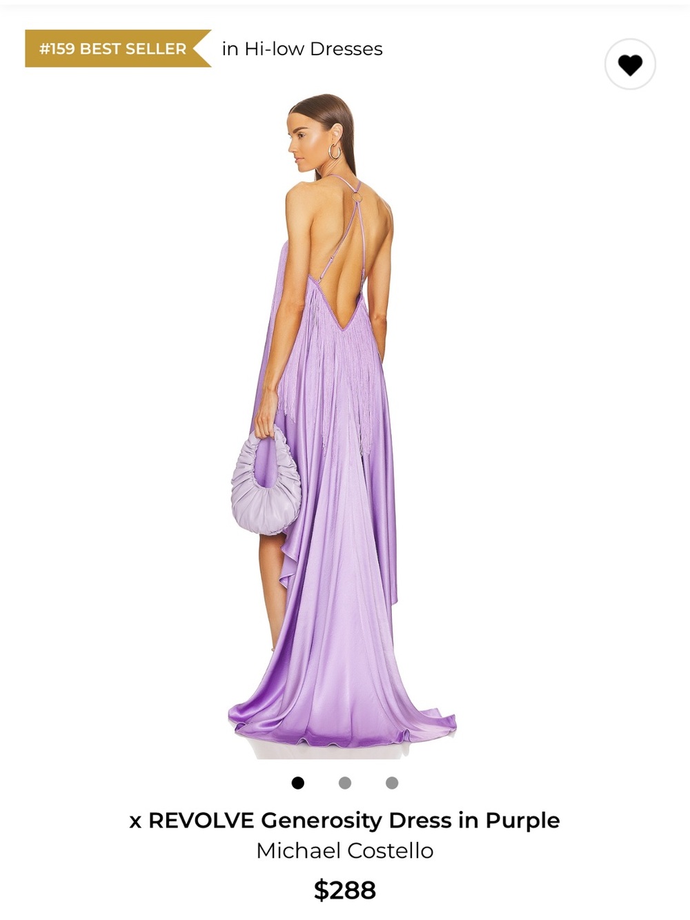 Michael Costello Lilac Backless Draped Gown SMALL